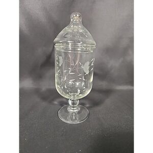 Princess House Heritage Crystal Footed Candy Apothecary Jar w/ Lid‎ Vintage 80s